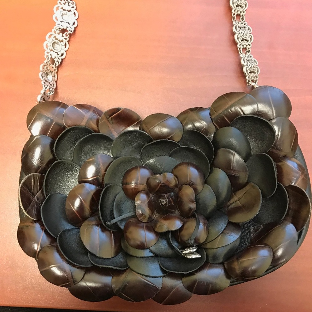 Brighton Brown Leather Floral Pattern Handbag